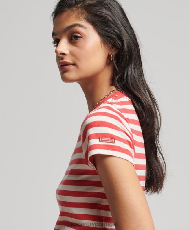 camiseta vintage de algodão orgânico mulheres vermelho roupas Superdry 2208H6235