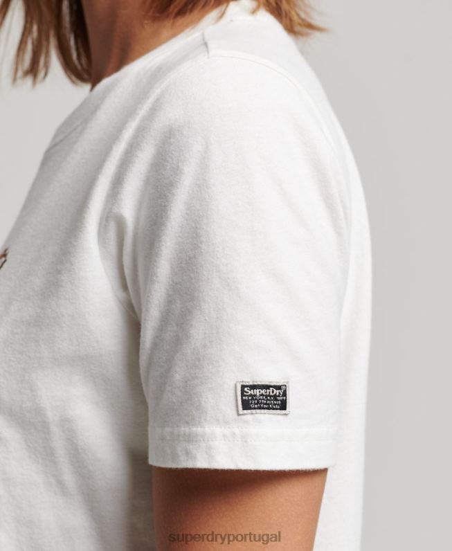 camiseta vintage decorada mulheres branco roupas Superdry 2208H2711