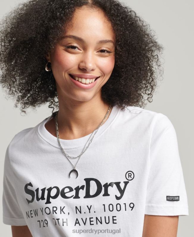 camiseta vintage interesse local mulheres branco roupas Superdry 2208H6202