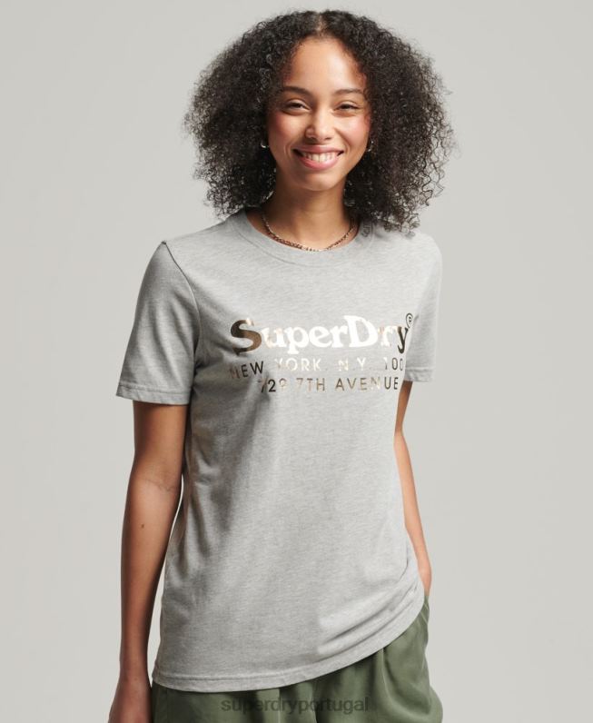 camiseta vintage interesse local mulheres cinza roupas Superdry 2208H6215