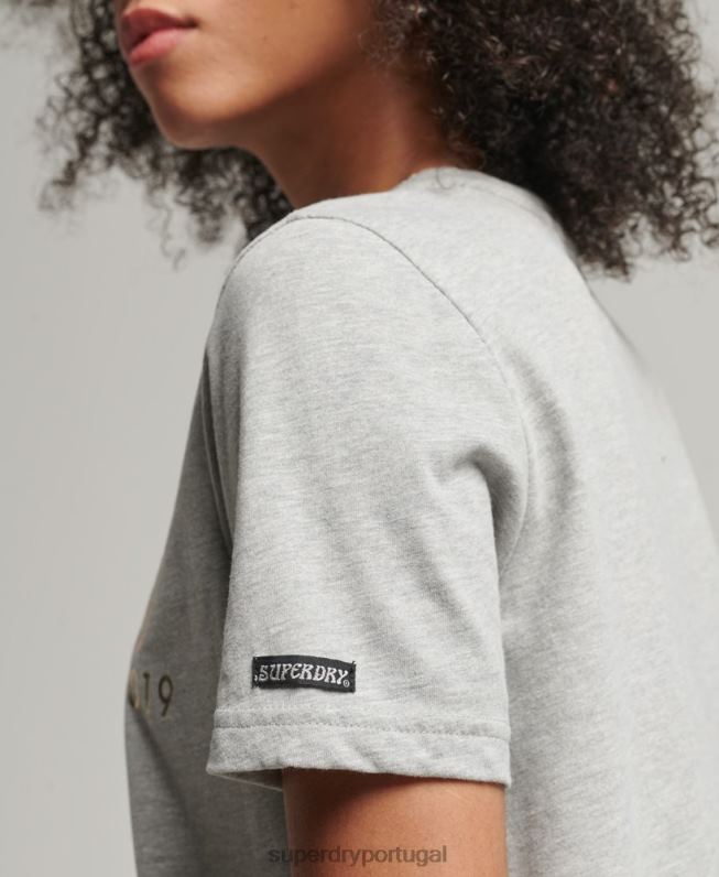 camiseta vintage interesse local mulheres cinza roupas Superdry 2208H6215