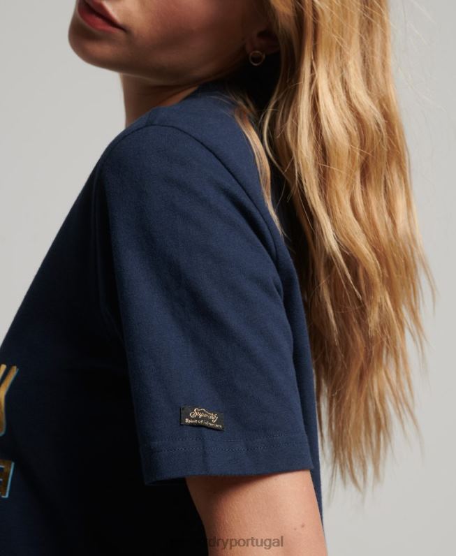 camiseta vintage japonesa com estampa de logotipo mulheres marinha roupas Superdry 2208H2720