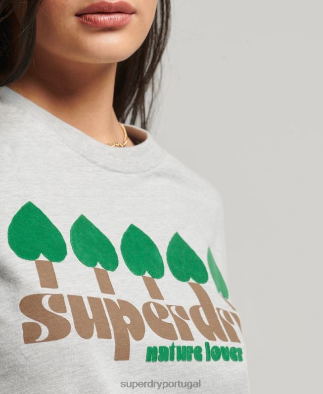 camiseta vintage nostalgia mulheres cinza roupas Superdry 2208H2712