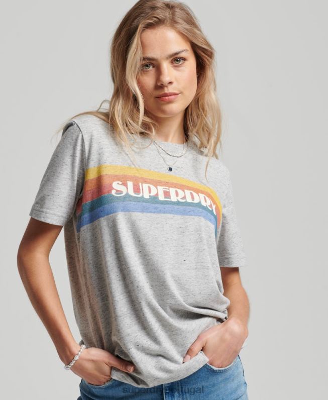 camiseta vintage para atividades ao ar livre mulheres cinza roupas Superdry 2208H2663