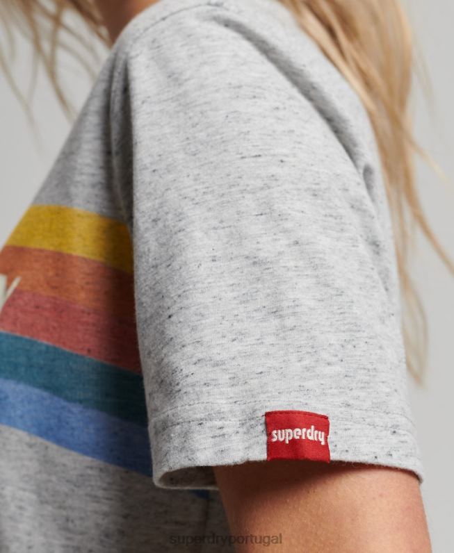 camiseta vintage para atividades ao ar livre mulheres cinza roupas Superdry 2208H2663