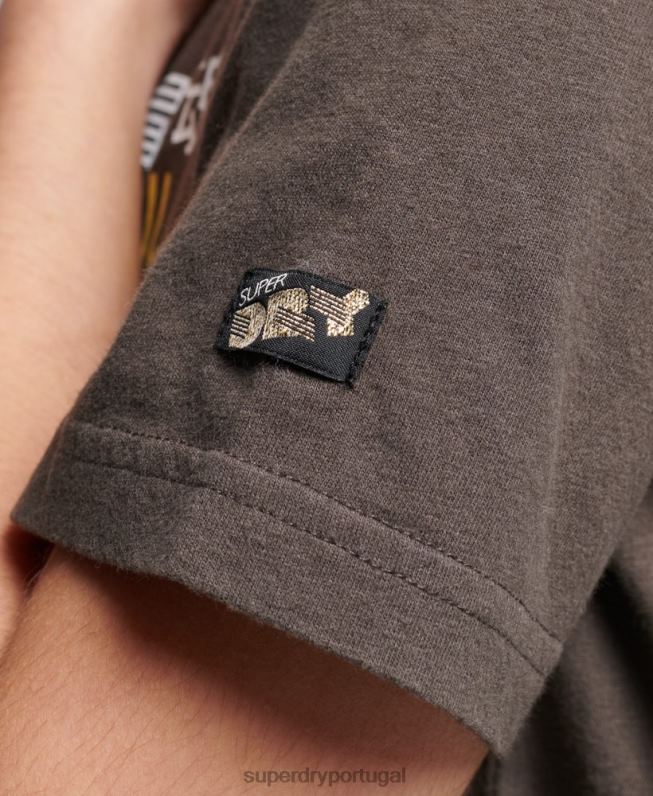 camiseta vintage retrô arco-íris mulheres cinza escuro roupas Superdry 2208H2683