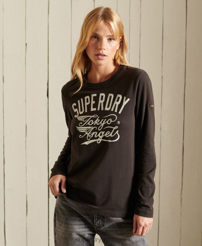 camiseta workwear estilo script mulheres marrom roupas Superdry 2208H6750