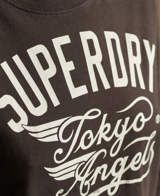 camiseta workwear estilo script mulheres marrom roupas Superdry 2208H6750