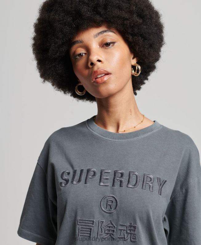 code logo tingimento de vestuário solto t-shirt mulheres preto roupas Superdry 2208H2762