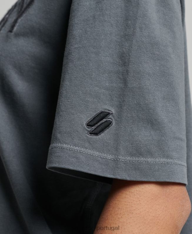 code logo tingimento de vestuário solto t-shirt mulheres preto roupas Superdry 2208H2762