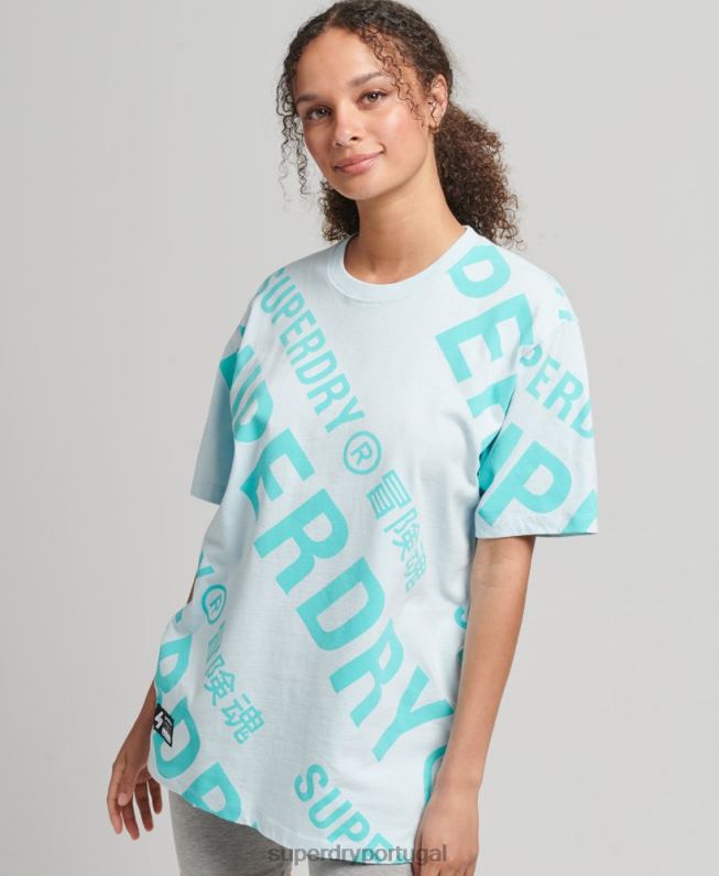 logo code core estampado em toda a camiseta mulheres verde roupas Superdry 2208H2835