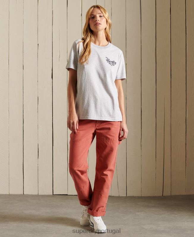 orgulho na camiseta artesanal mulheres cinza claro roupas Superdry 2208H6243