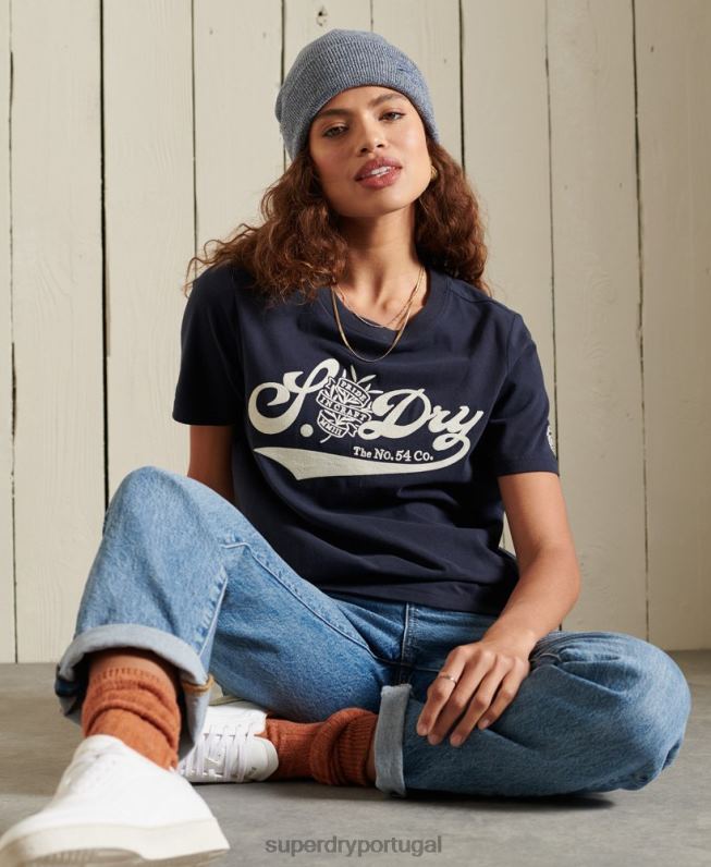 orgulho na camiseta artesanal mulheres marinha roupas Superdry 2208H6284