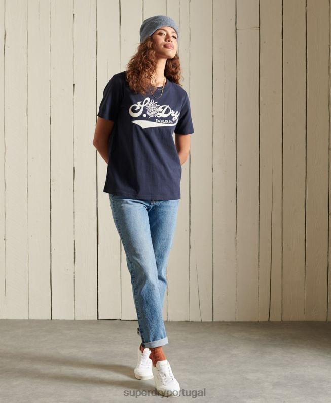 orgulho na camiseta artesanal mulheres marinha roupas Superdry 2208H6284