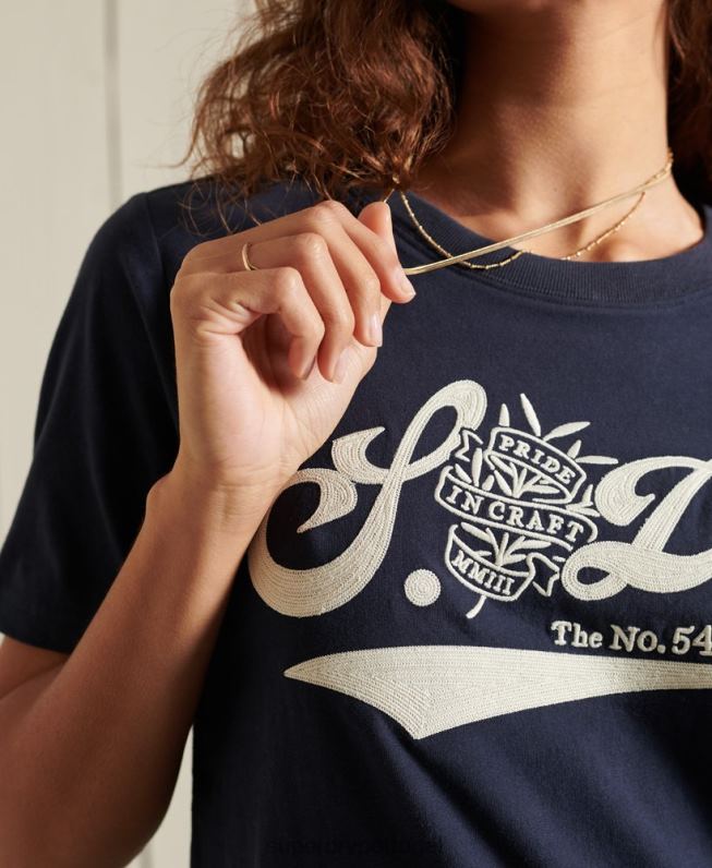 orgulho na camiseta artesanal mulheres marinha roupas Superdry 2208H6284