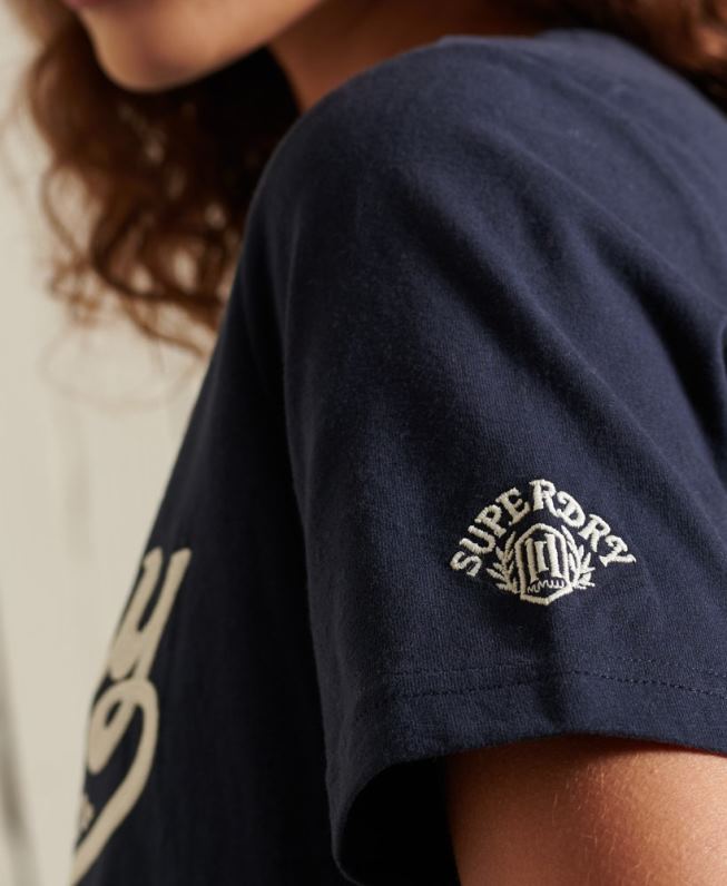 orgulho na camiseta artesanal mulheres marinha roupas Superdry 2208H6284