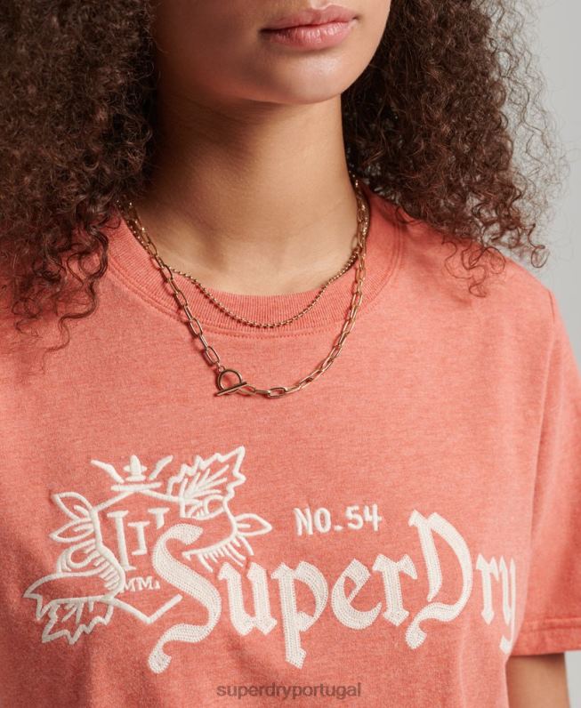orgulho vintage em t-shirt artesanal mulheres coral roupas Superdry 2208H2725