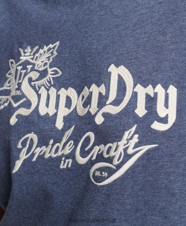 orgulho vintage em t-shirt artesanal mulheres marinha roupas Superdry 2208H2752