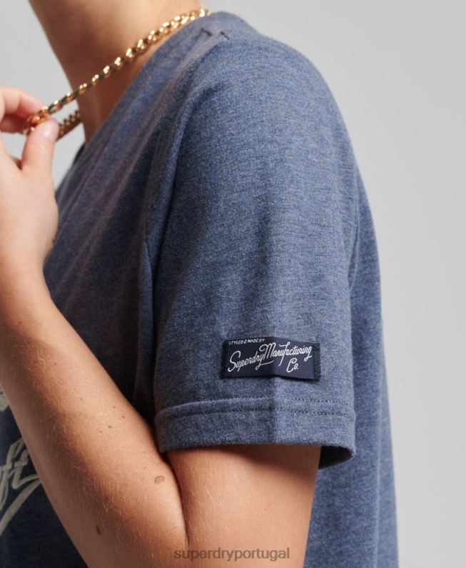 orgulho vintage em t-shirt artesanal mulheres marinha roupas Superdry 2208H2752