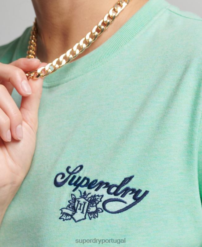 orgulho vintage em t-shirt artesanal mulheres verde roupas Superdry 2208H2758