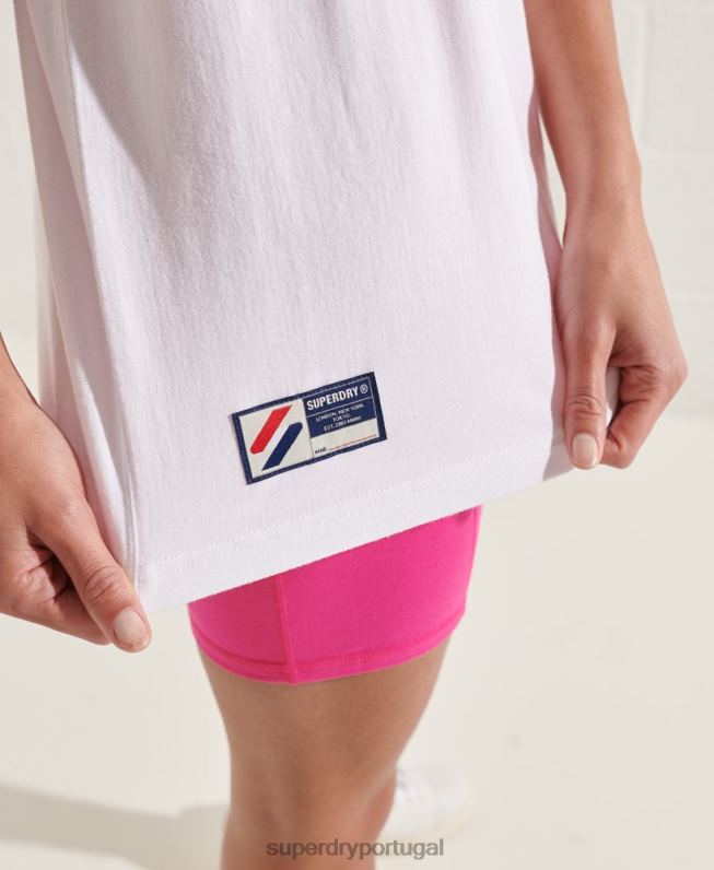 t-shirt brilhante com logotipo corporativo mulheres branco roupas Superdry 2208H6289