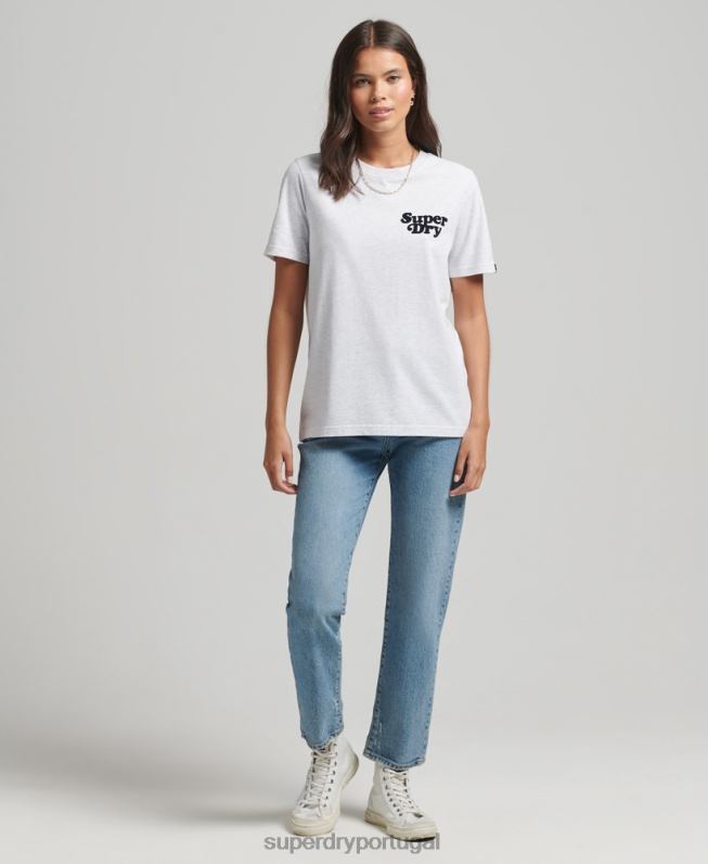 t-shirt clássica com logo dos anos 70 cooper mulheres cinza claro roupas Superdry 2208H6200