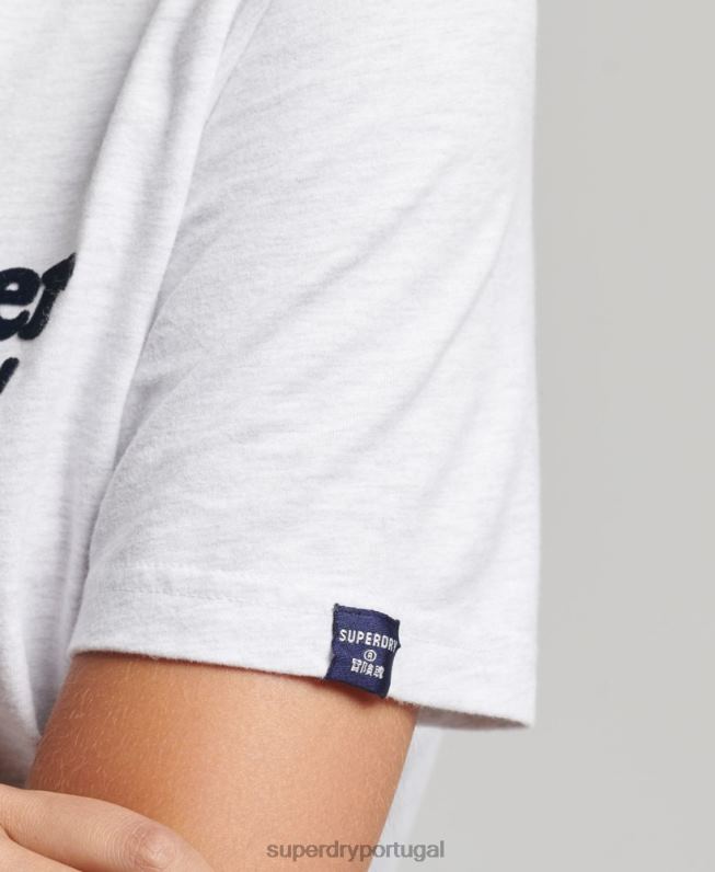 t-shirt clássica com logo dos anos 70 cooper mulheres cinza claro roupas Superdry 2208H6200