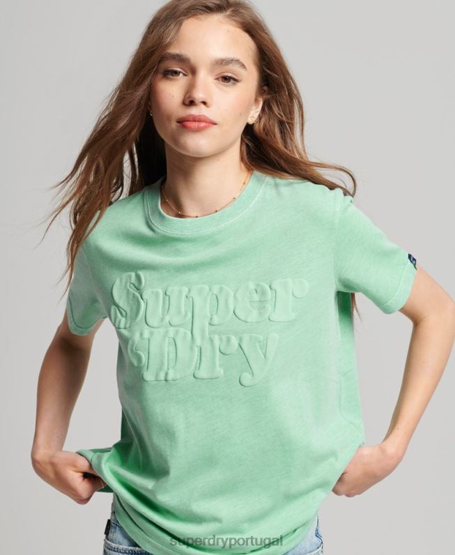 t-shirt clássica com logo dos anos 70 cooper mulheres verde roupas Superdry 2208H2727