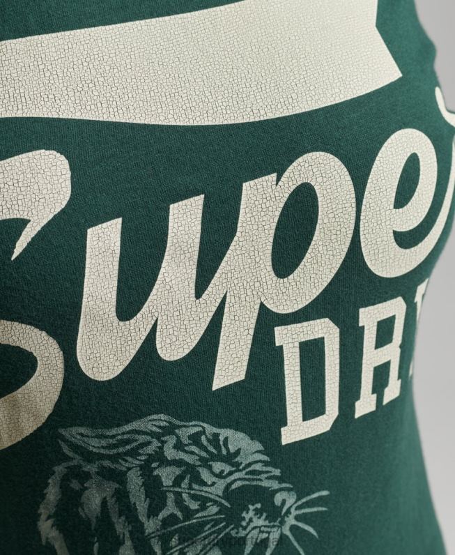 t-shirt clássica de atletismo de ajuste solto mulheres verde roupas Superdry 2208H6762