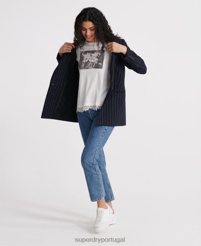 t-shirt com estampa de renda Tilly mulheres branco roupas Superdry 2208H2805