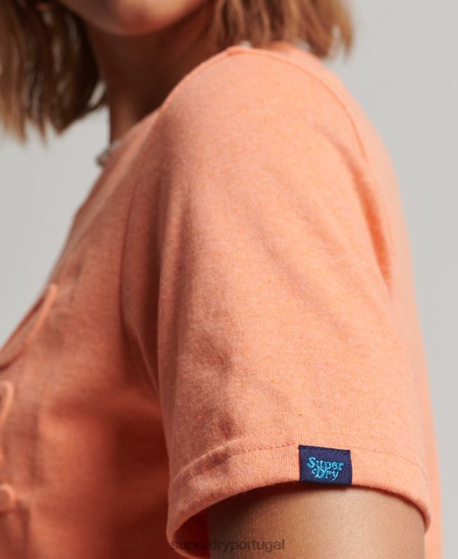t-shirt em relevo estilo script mulheres laranja roupas Superdry 2208H6257