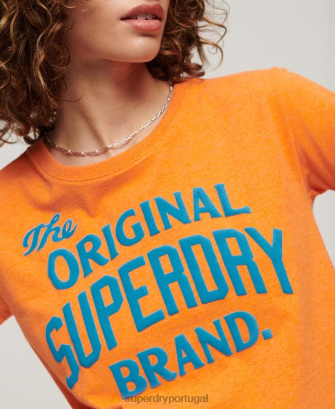 t-shirt gráfico de néon de arquivo mulheres laranja roupas Superdry 2208H2668