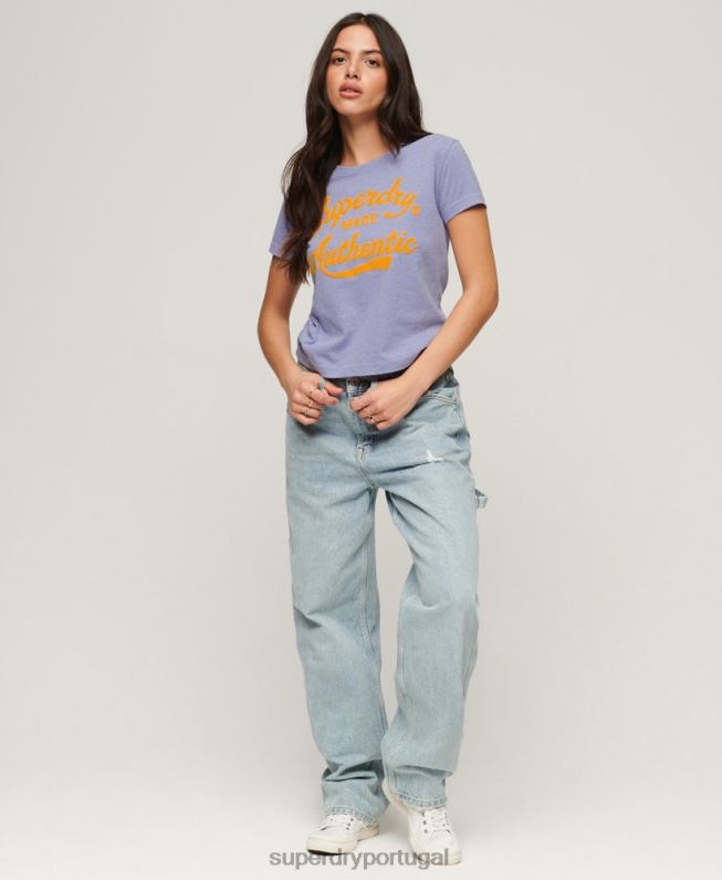 t-shirt gráfico de néon de arquivo mulheres roxo roupas Superdry 2208H2657