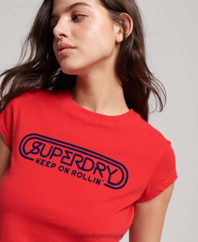 t-shirt roll with it vintage mulheres vermelho roupas Superdry 2208H2649