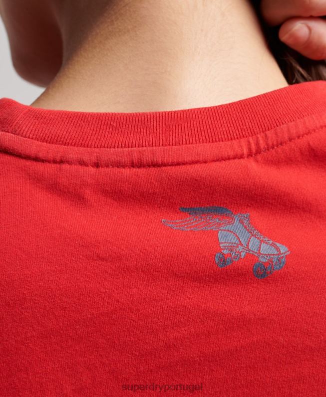 t-shirt roll with it vintage mulheres vermelho roupas Superdry 2208H2649