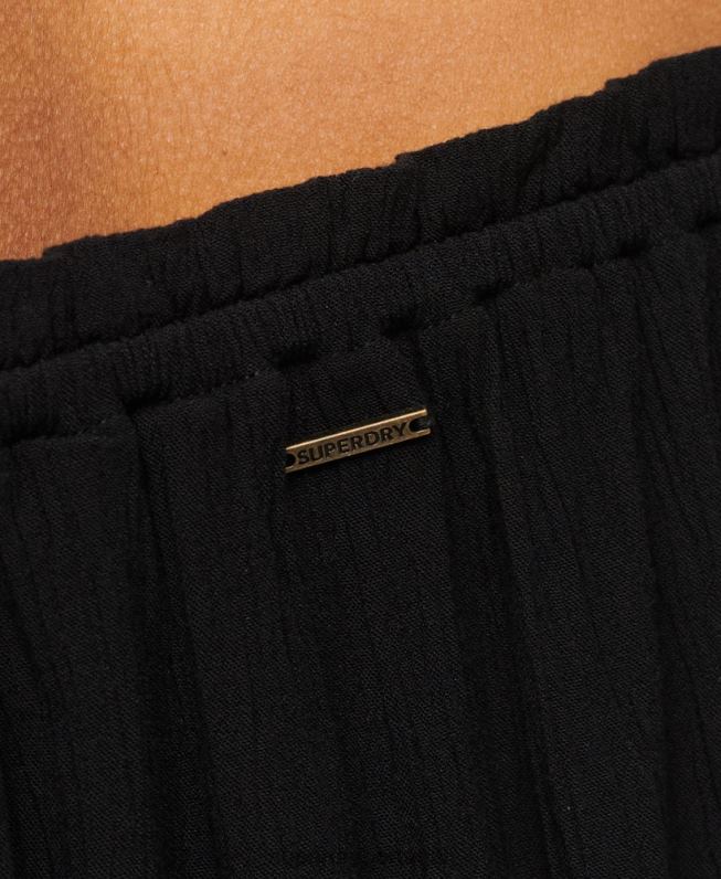 top cropped manga curta mulheres preto roupas Superdry 2208H2870