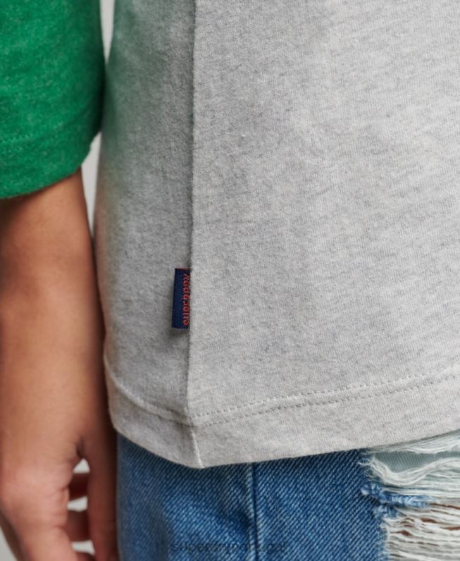 top de beisebol de meia manga vintage de algodão orgânico mulheres verde roupas Superdry 2208H6555