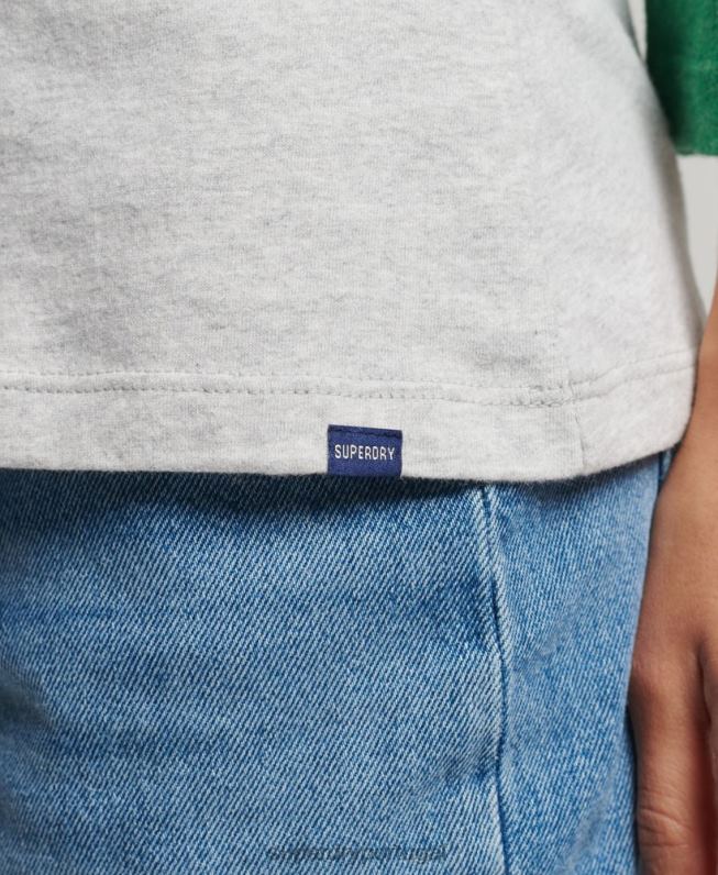 top de beisebol de meia manga vintage de algodão orgânico mulheres verde roupas Superdry 2208H6555