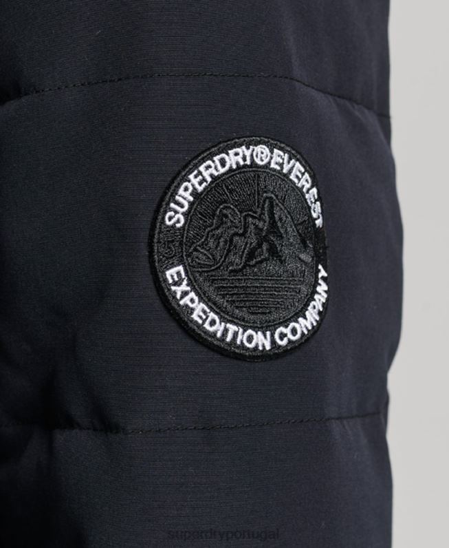 Everest longline puffer coat mulheres cinza escuro roupas Superdry 2208H3588