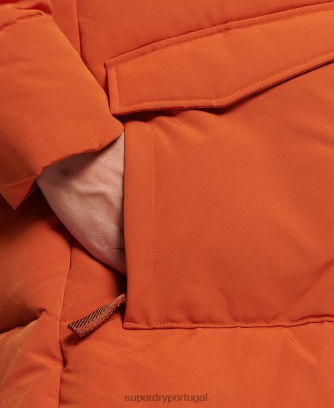 Everest longline puffer coat mulheres laranja roupas Superdry 2208H3673