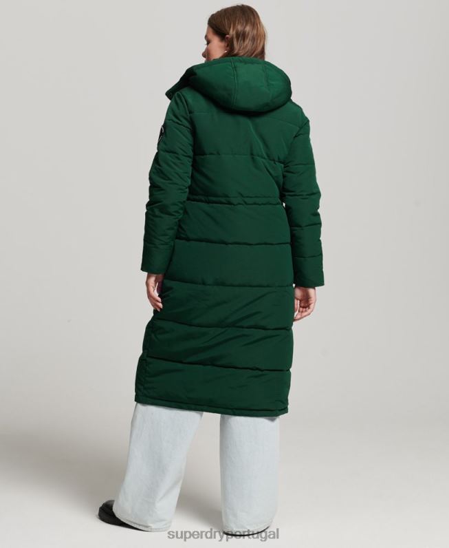 Everest longline puffer coat mulheres verde roupas Superdry 2208H3704