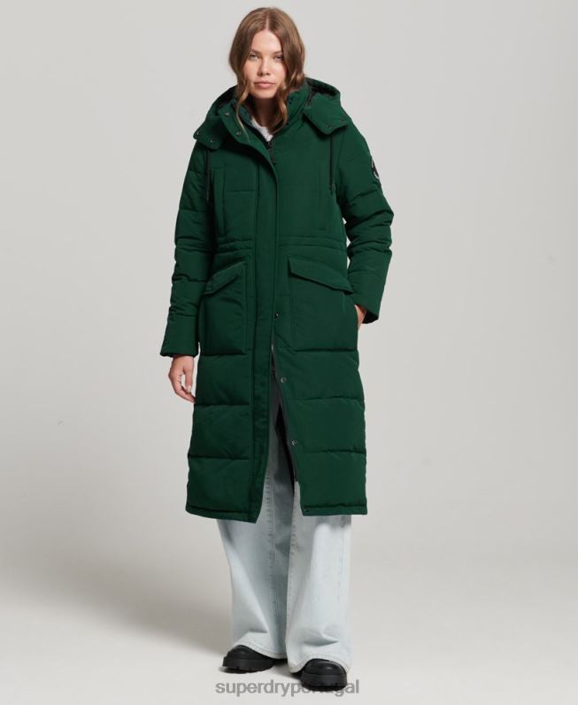 Everest longline puffer coat mulheres verde roupas Superdry 2208H3704