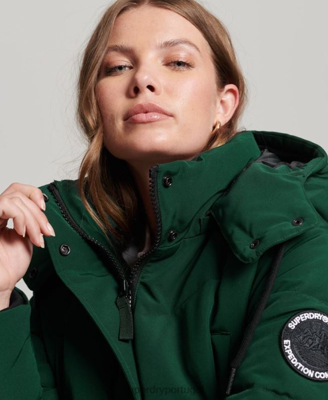 Everest longline puffer coat mulheres verde roupas Superdry 2208H3704