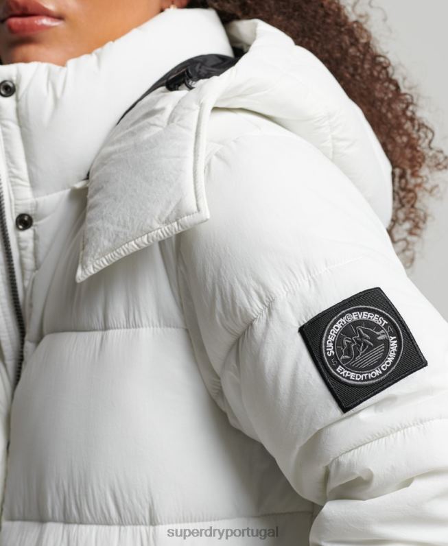 casaco acolchoado casulo expedição mulheres branco roupas Superdry 2208H3791