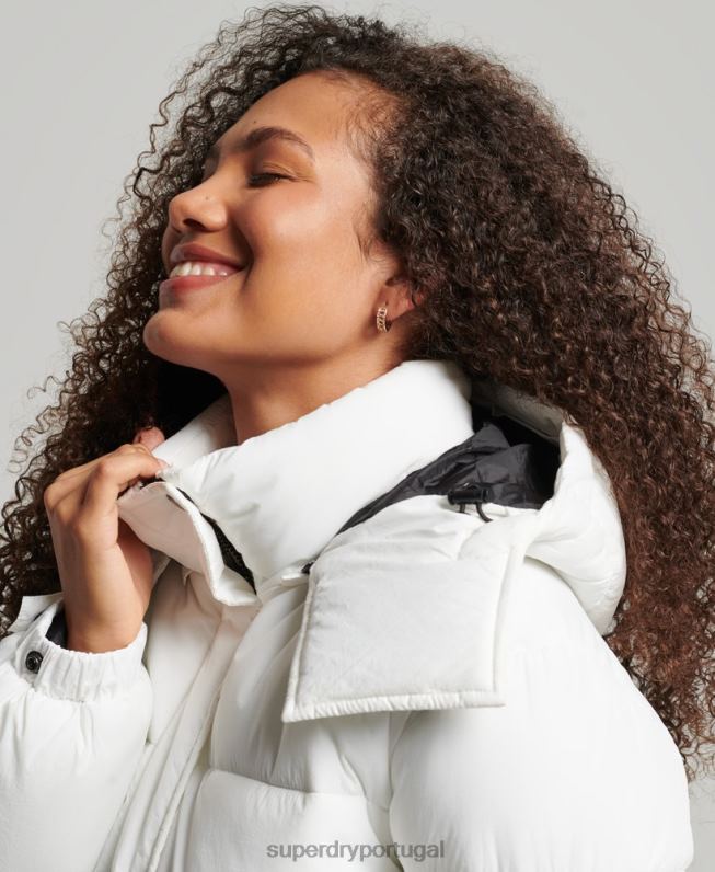 casaco acolchoado casulo expedição mulheres branco roupas Superdry 2208H3791