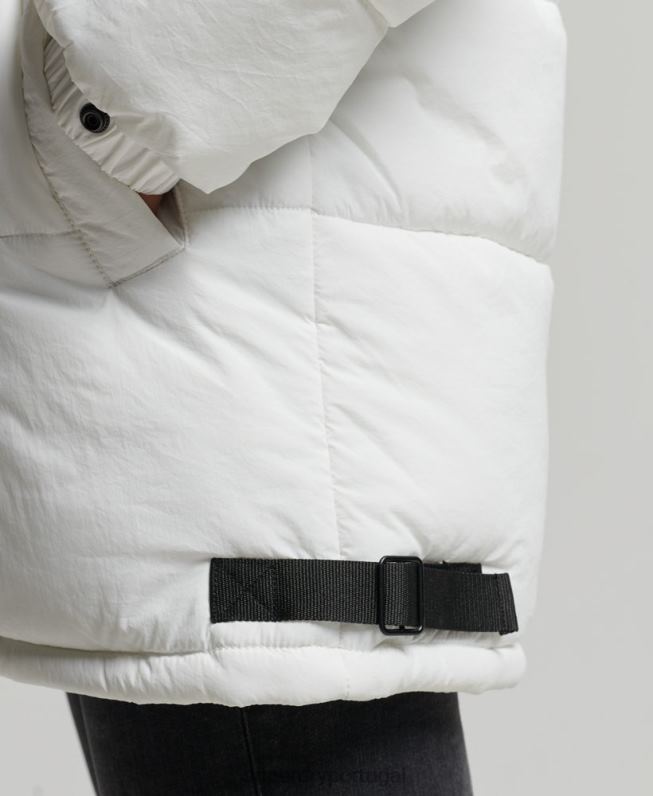 casaco acolchoado casulo expedição mulheres branco roupas Superdry 2208H3791