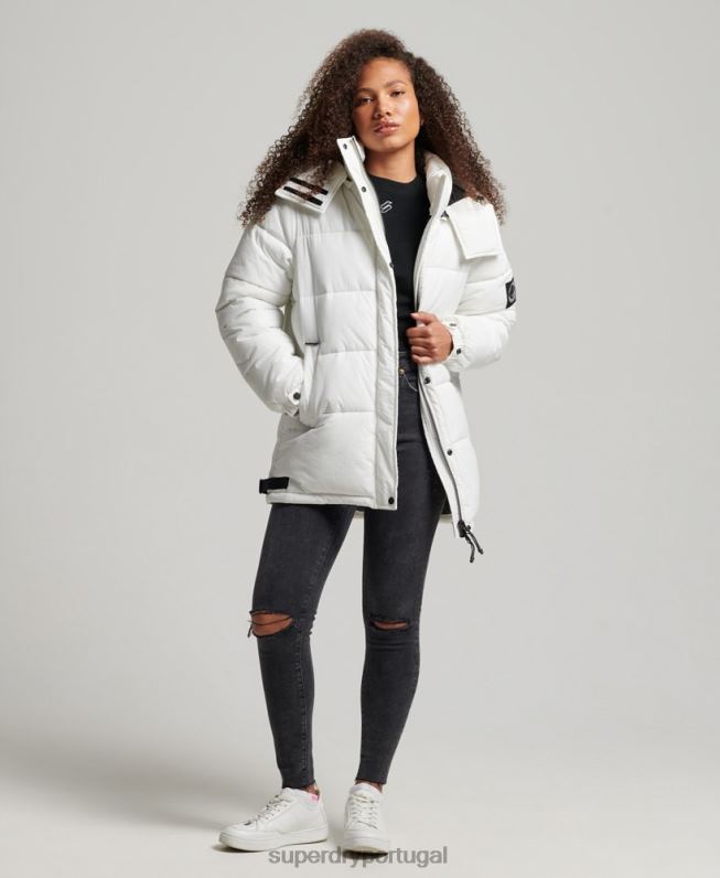 casaco acolchoado casulo expedição mulheres branco roupas Superdry 2208H3791