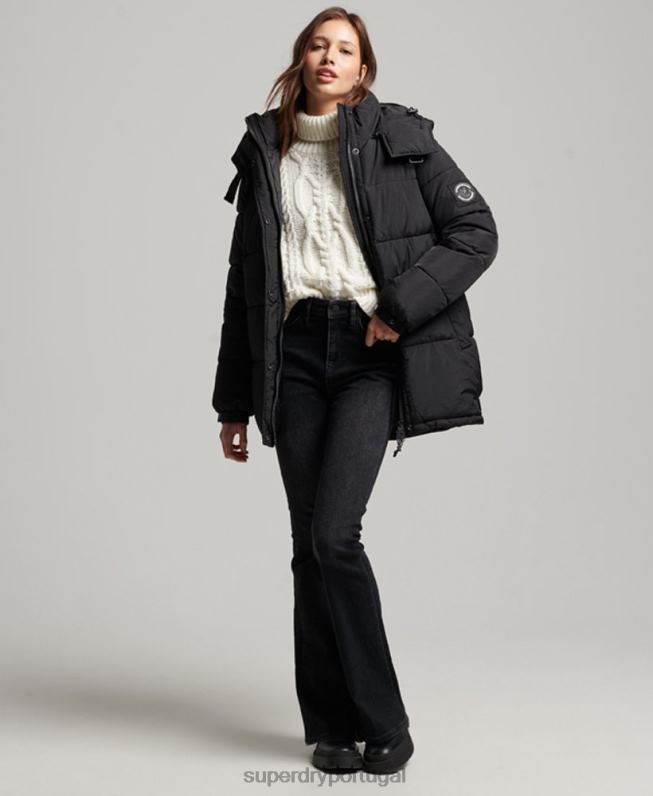 casaco acolchoado casulo expedição mulheres preto roupas Superdry 2208H3597