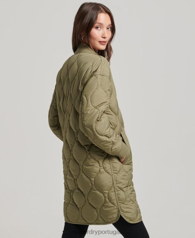casaco acolchoado longline mulheres verde roupas Superdry 2208H3583
