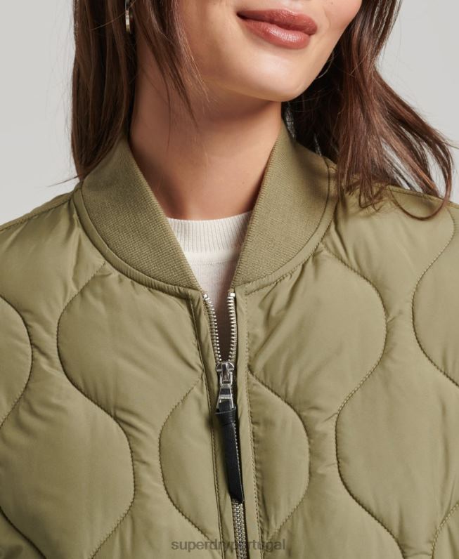 casaco acolchoado longline mulheres verde roupas Superdry 2208H3583